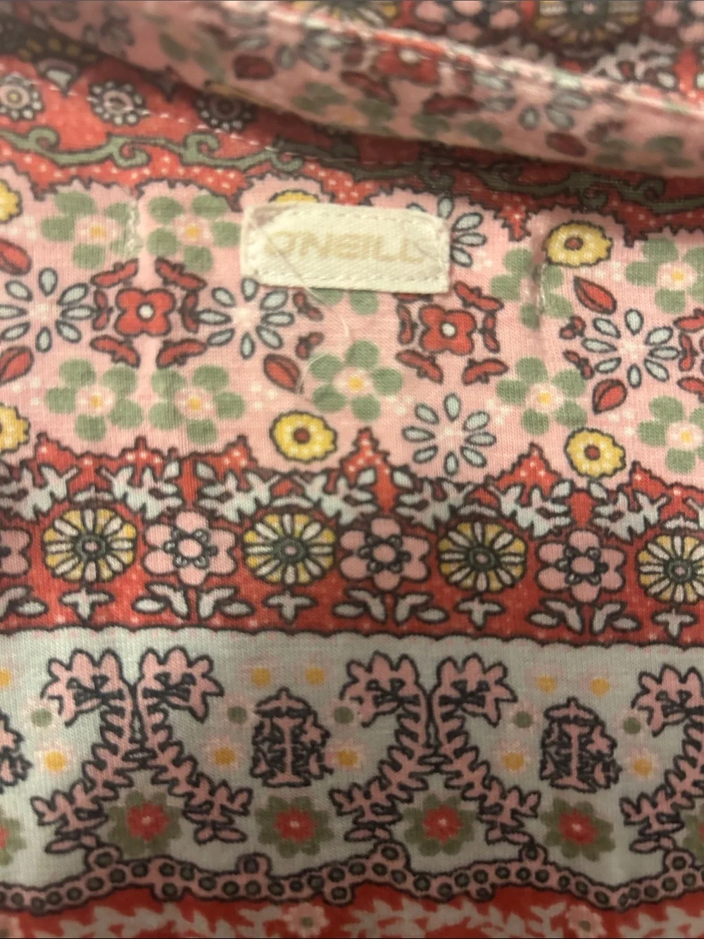 O'Neill Pink Multi Paisley-Stripe Short Sleeve Mini Dress